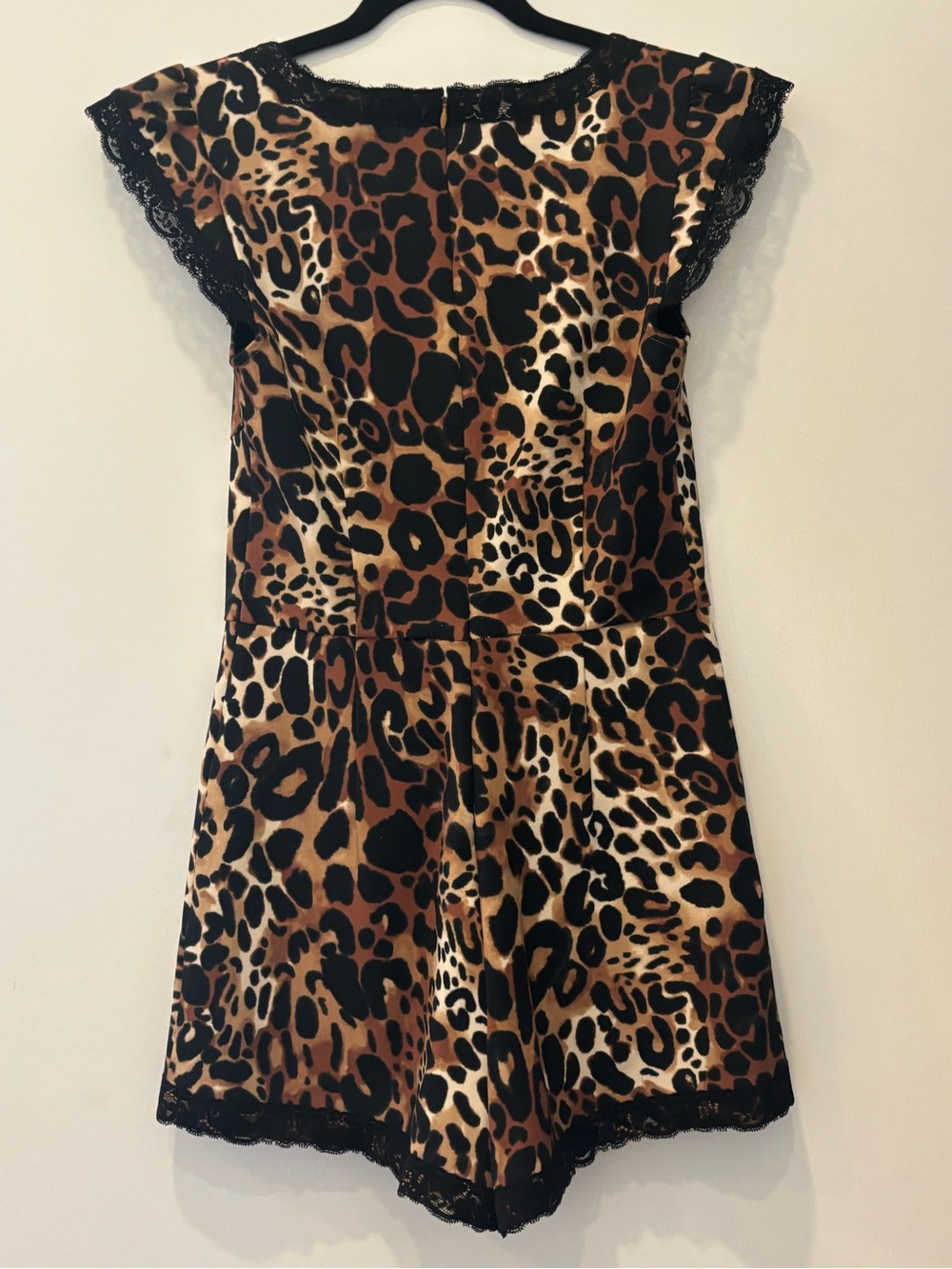 NWT Anthropologie Maeve Leopard Animal Print short Romper Onesie Lace Retro - Picture 2 of 4